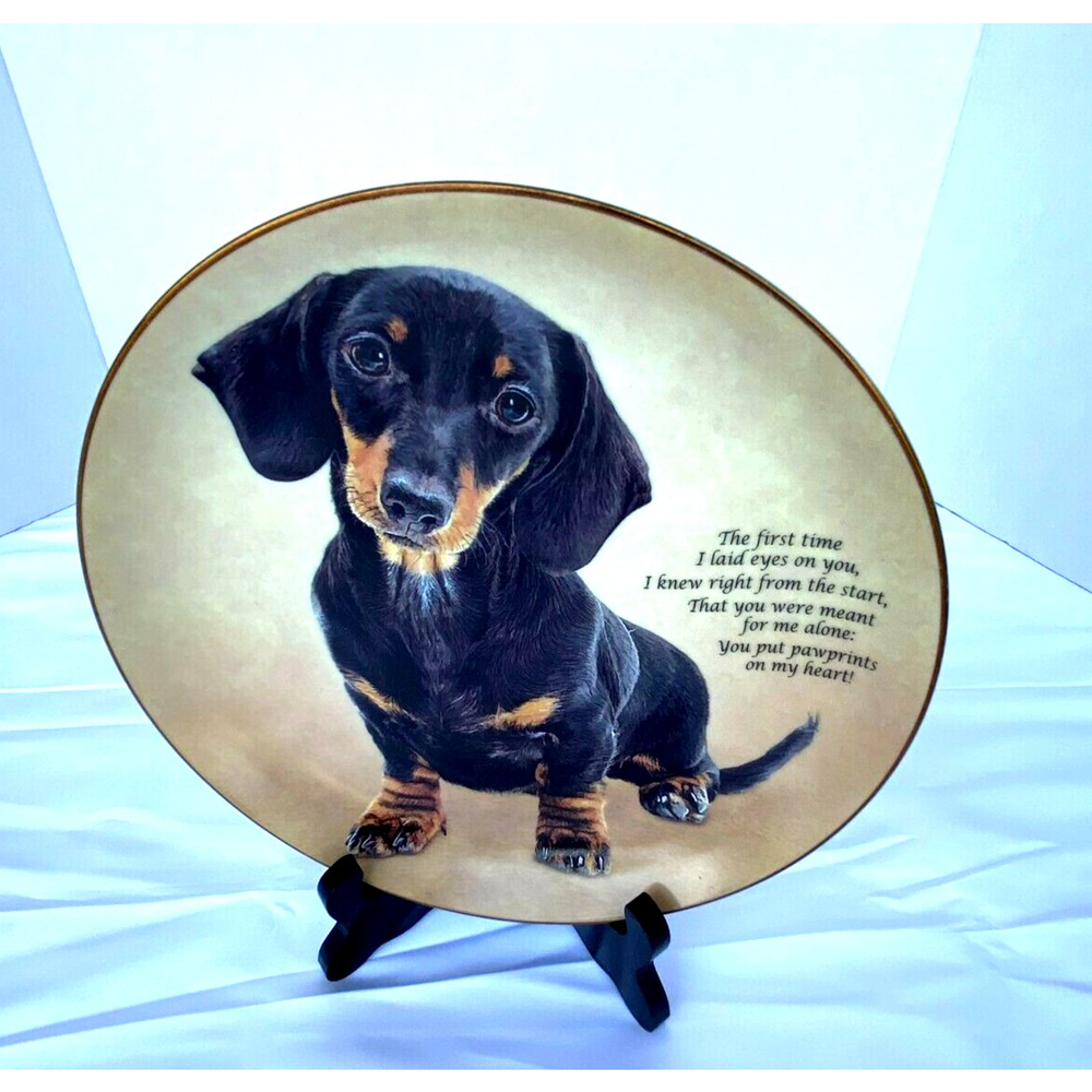 Cherished Dachshunds PAWPRINTS ON MY HEART plate by Danbury Mint 8.25"